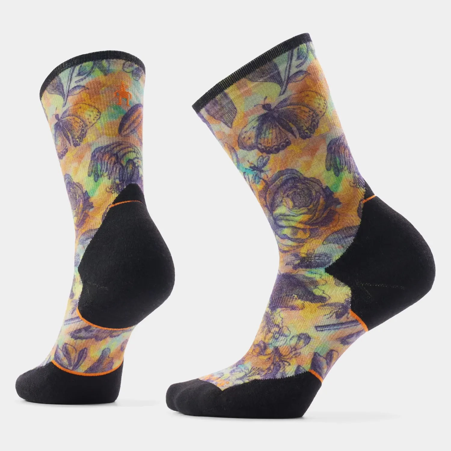 Women's Trail Run Targeted Cushion Floral Party Print Crew Socks, Colour: MULTI COLOR, Size: S