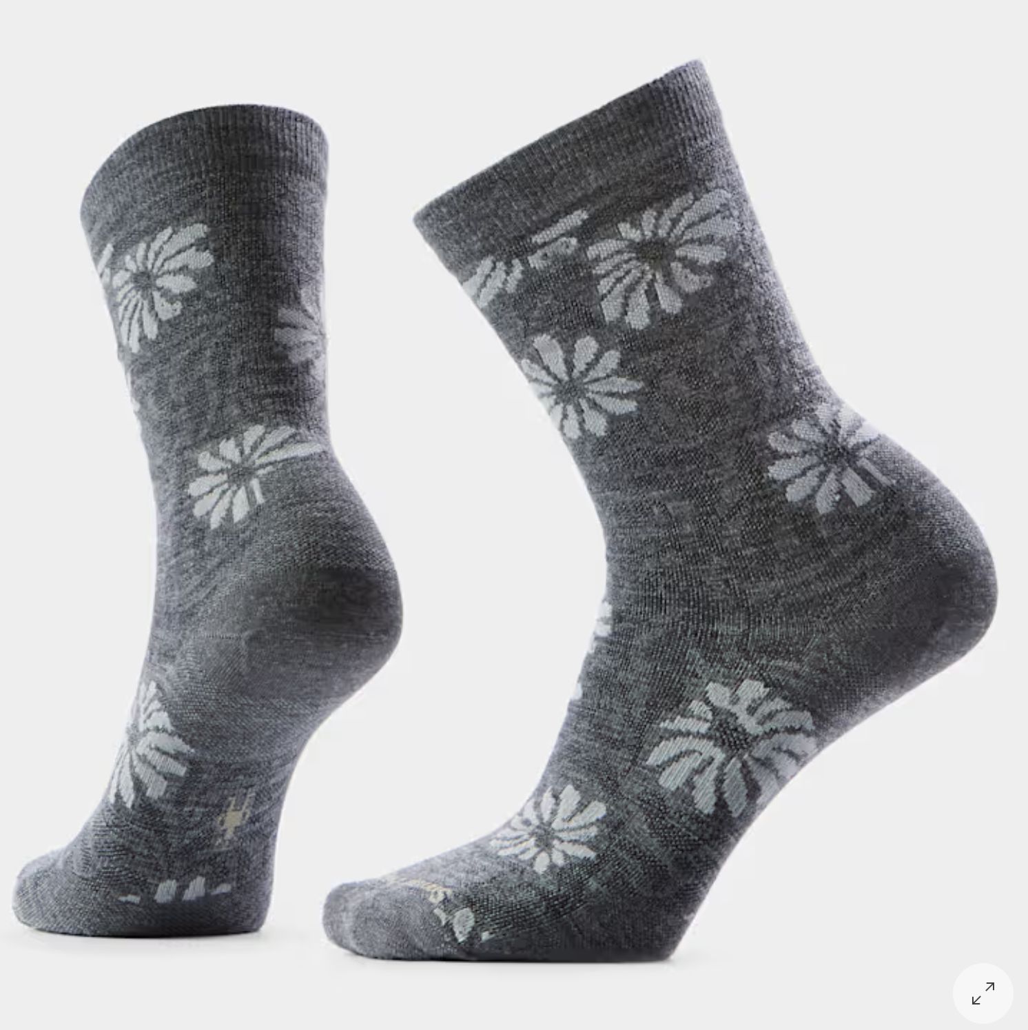 Women's Everyday Floral Crew Socks, Colour: MEDIUM GRAY, Size: S