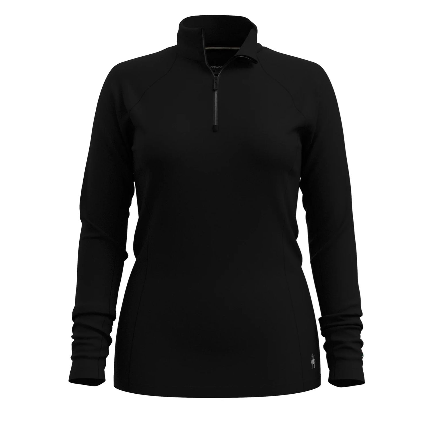 Women's Classic All-Season Merino Base Layer 1/4 Zip, Colour: BLACK, Size: S