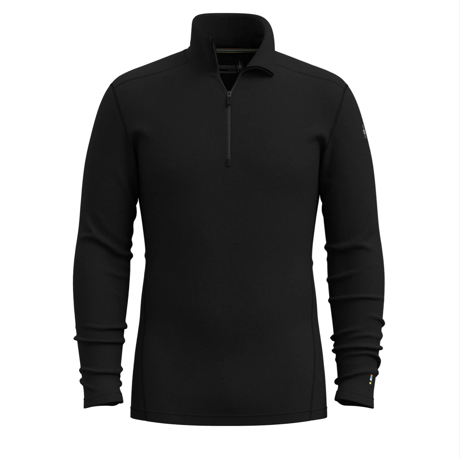 Men's Classic Thermal Merino Base Layer 1/4 Zip, Colour: BLACK, Size: M
