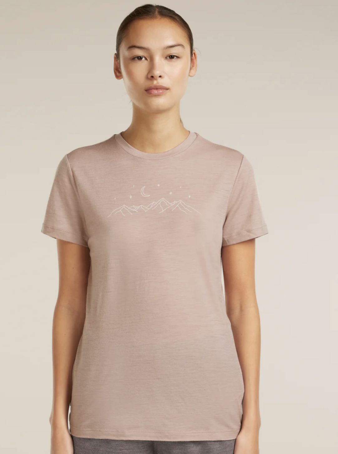 Women Merino 150 Tech Lite SS Tee Sparkling Stars, Colour: PINK QUARTZ, Size: Small