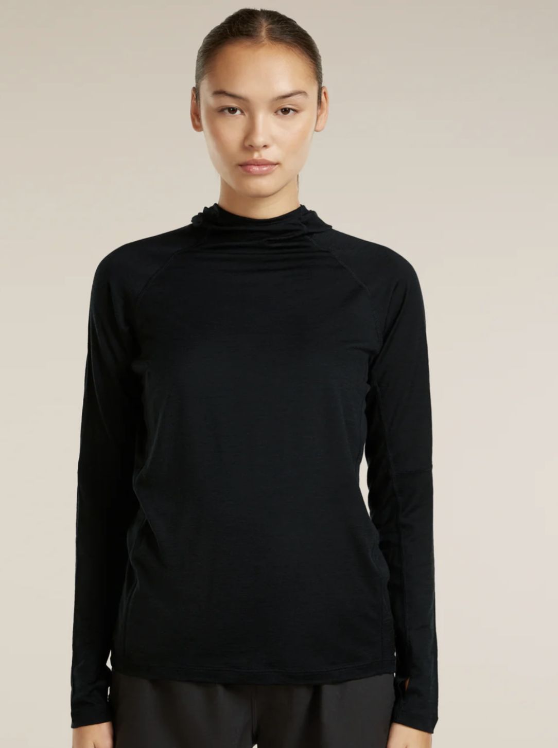 Women 150 MerinoFine Ace LS Hoodie UPF, Colour: BLACK, Size: Small