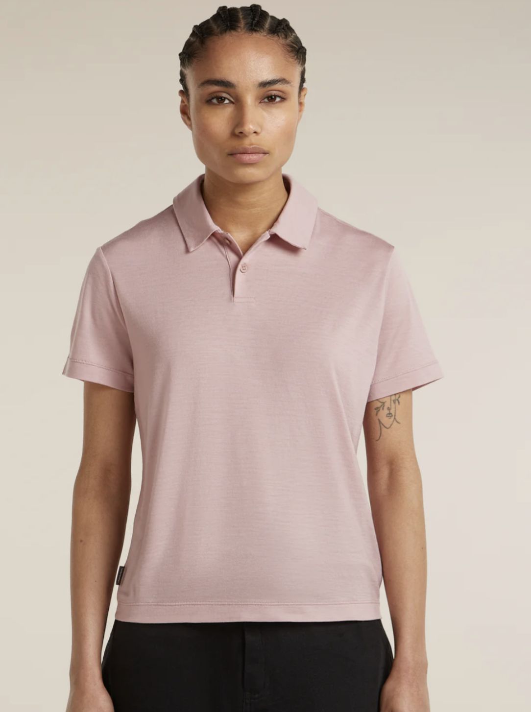 Women 15.5 MerinoFine SS Polo, Colour: PINK QUARTZ, Size: Small