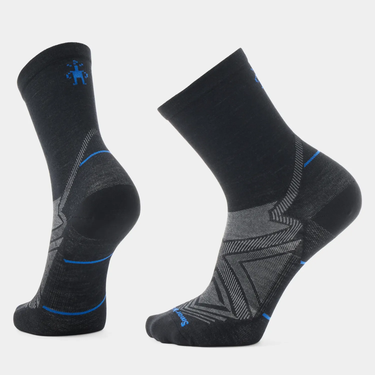 Run Zero Cushion Mid Crew Socks, Colour: BLACK, Size: M