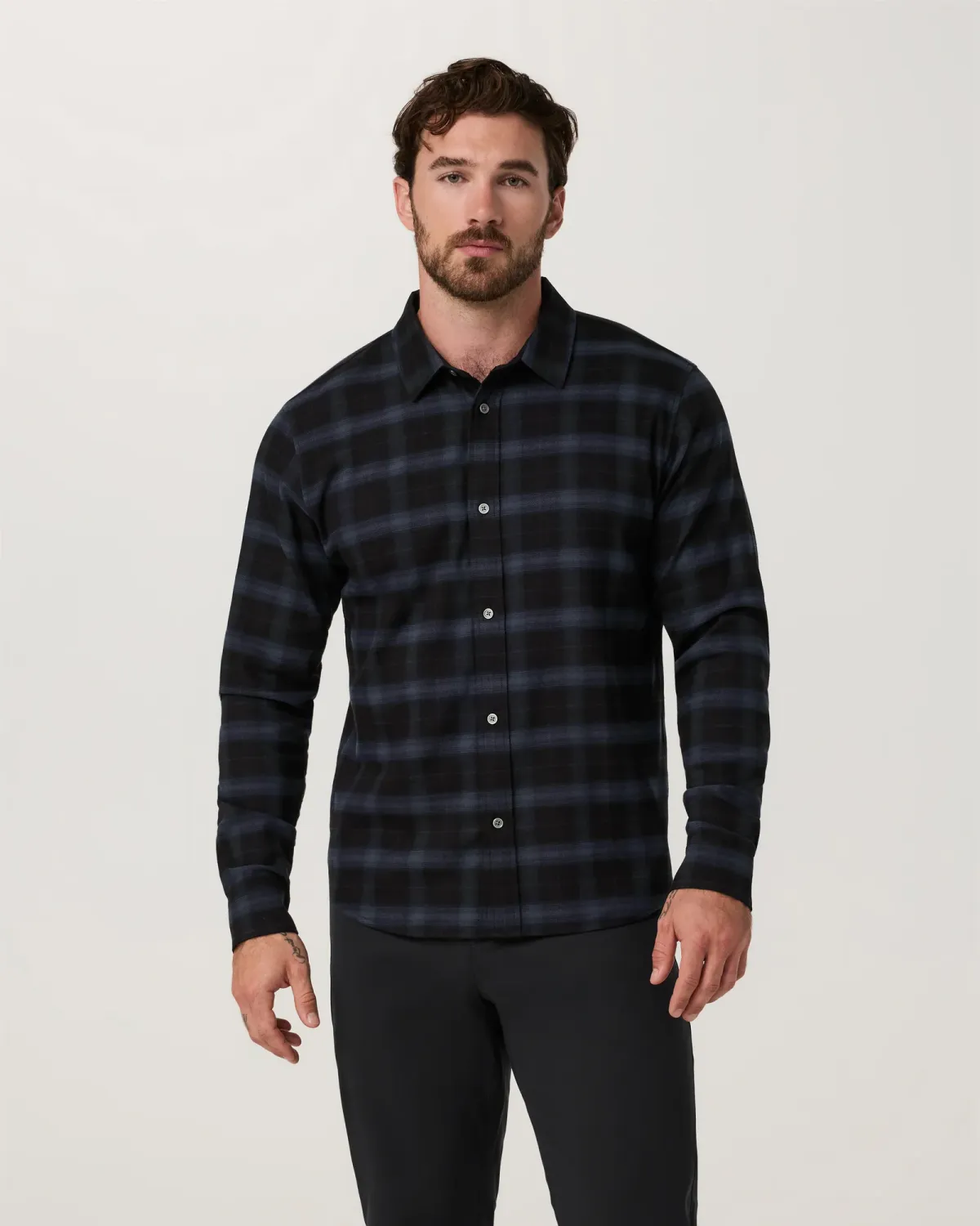 L/S Midweight Flannel Shirt, Colour: Black, Size: M