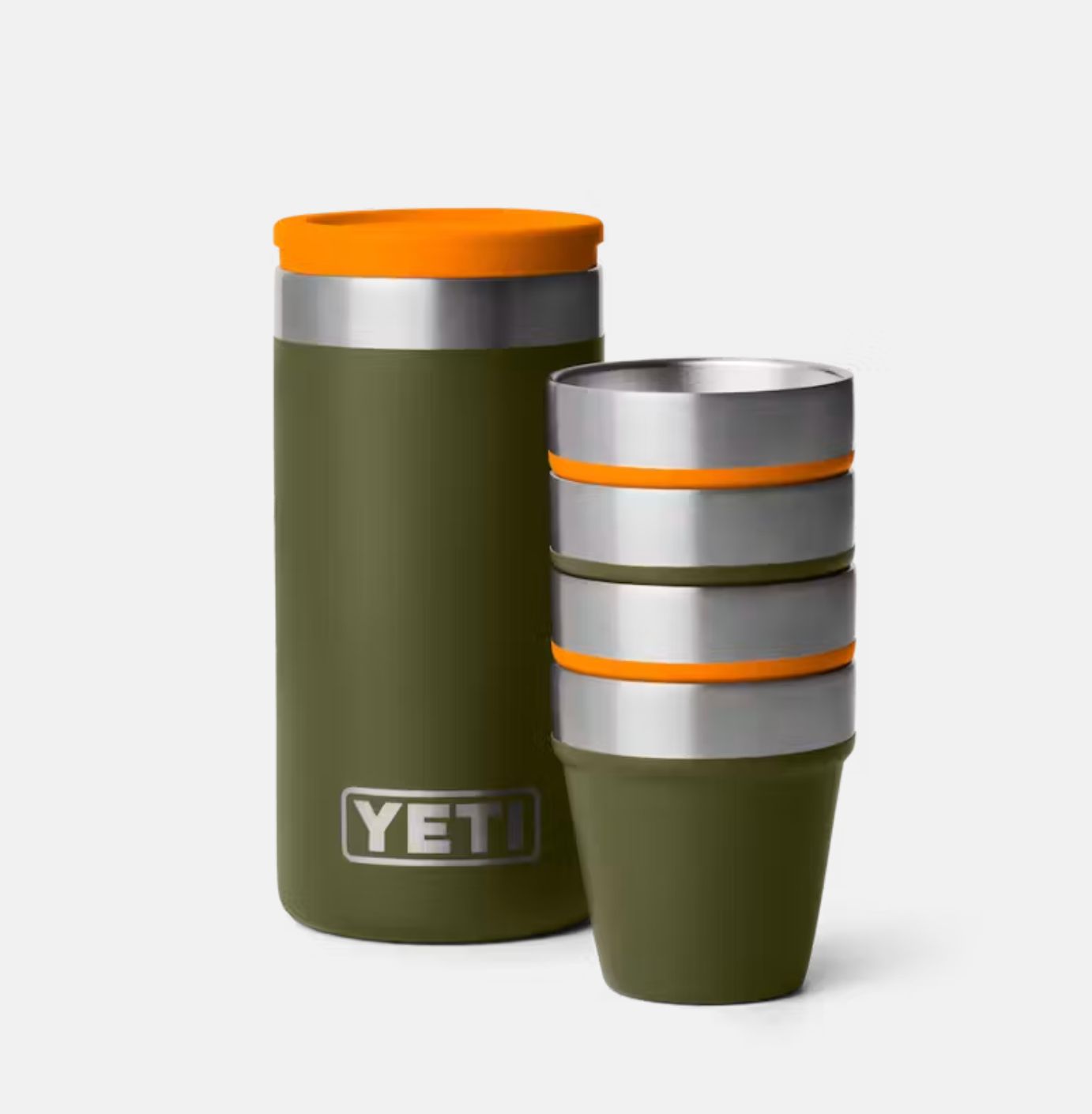 INTL YETI SHOT GLASSES &amp; CASE, Colour: OLIVE/KING CRAB ORANGE