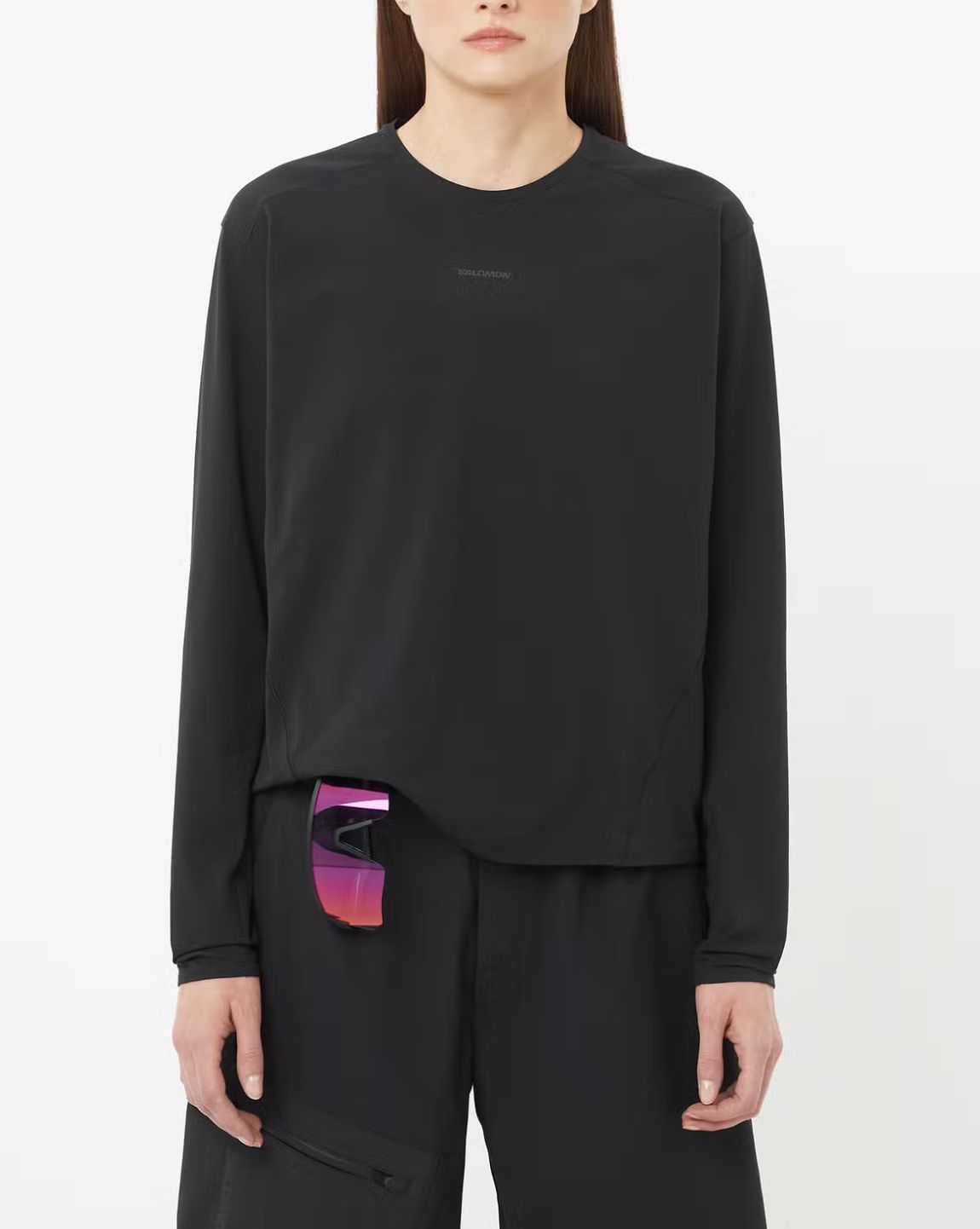TRACKLINE LS TEE W DEEP BLACK, Gender: Women, Size: L