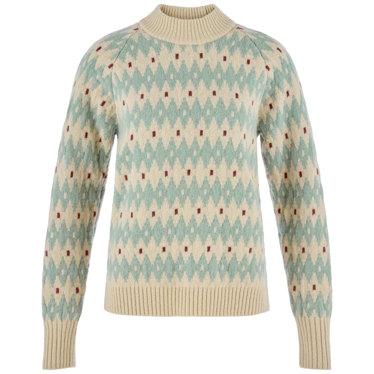 Ovik Jacquard Knit W, Colour: Light Beige-Misty Green, Size: M