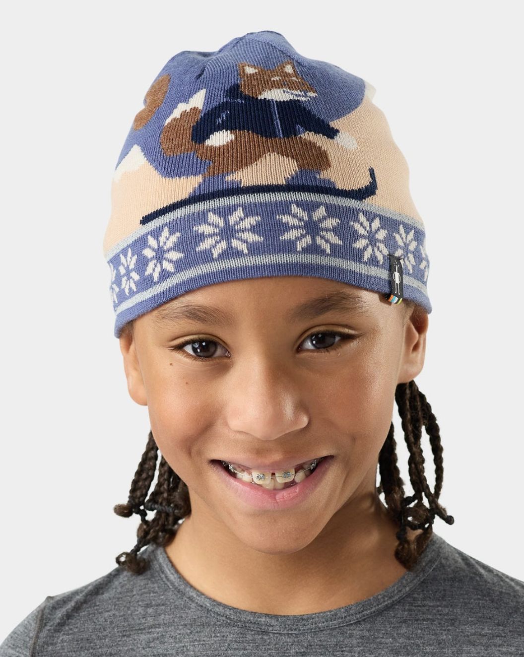 Kids' Reversible Art Beanie, Colour: NIGHTFALL BLUE, Size: L-XL