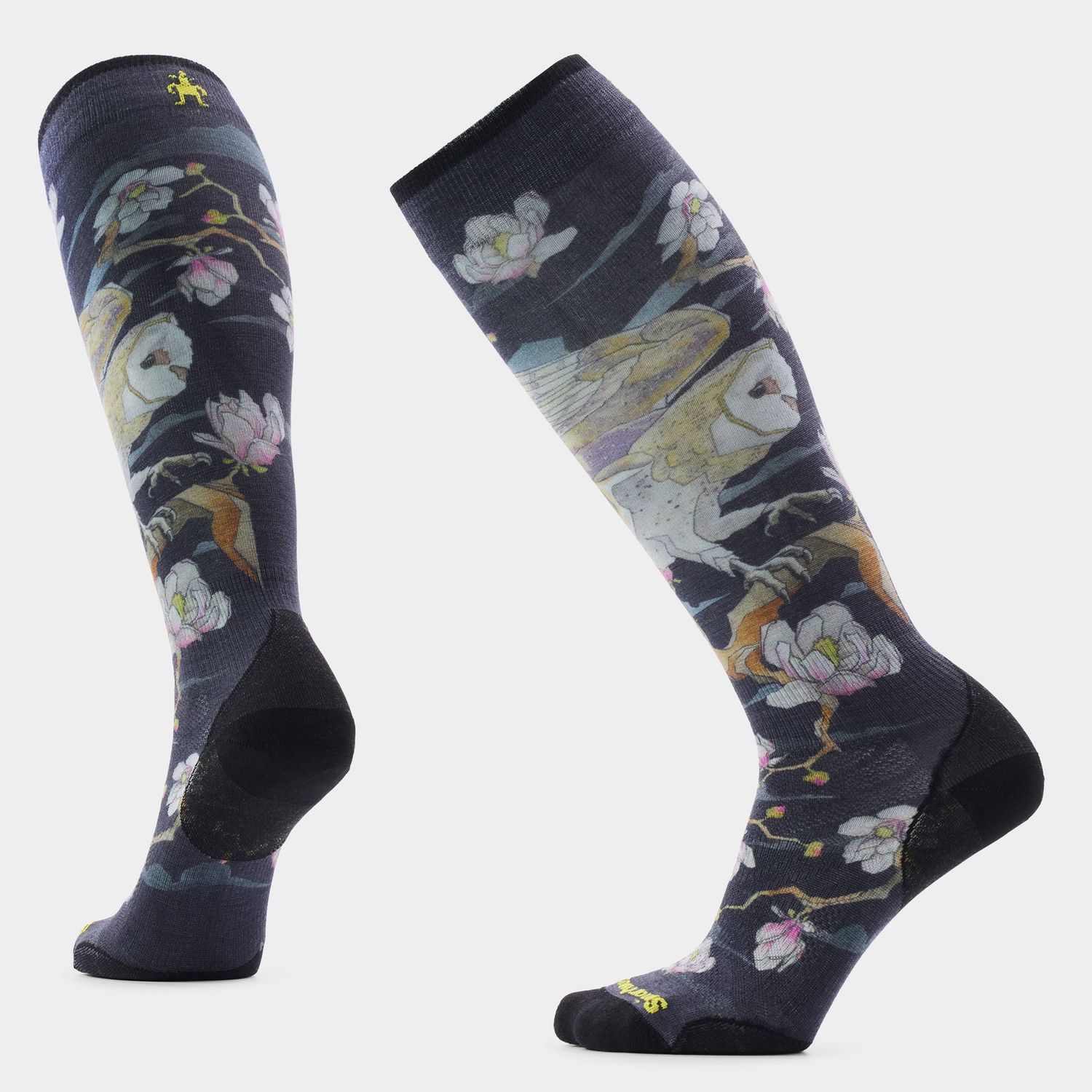 Women's Ski Zero Cushion Nightwatcher Print OTC Socks, Colour: BLACK, Size: S