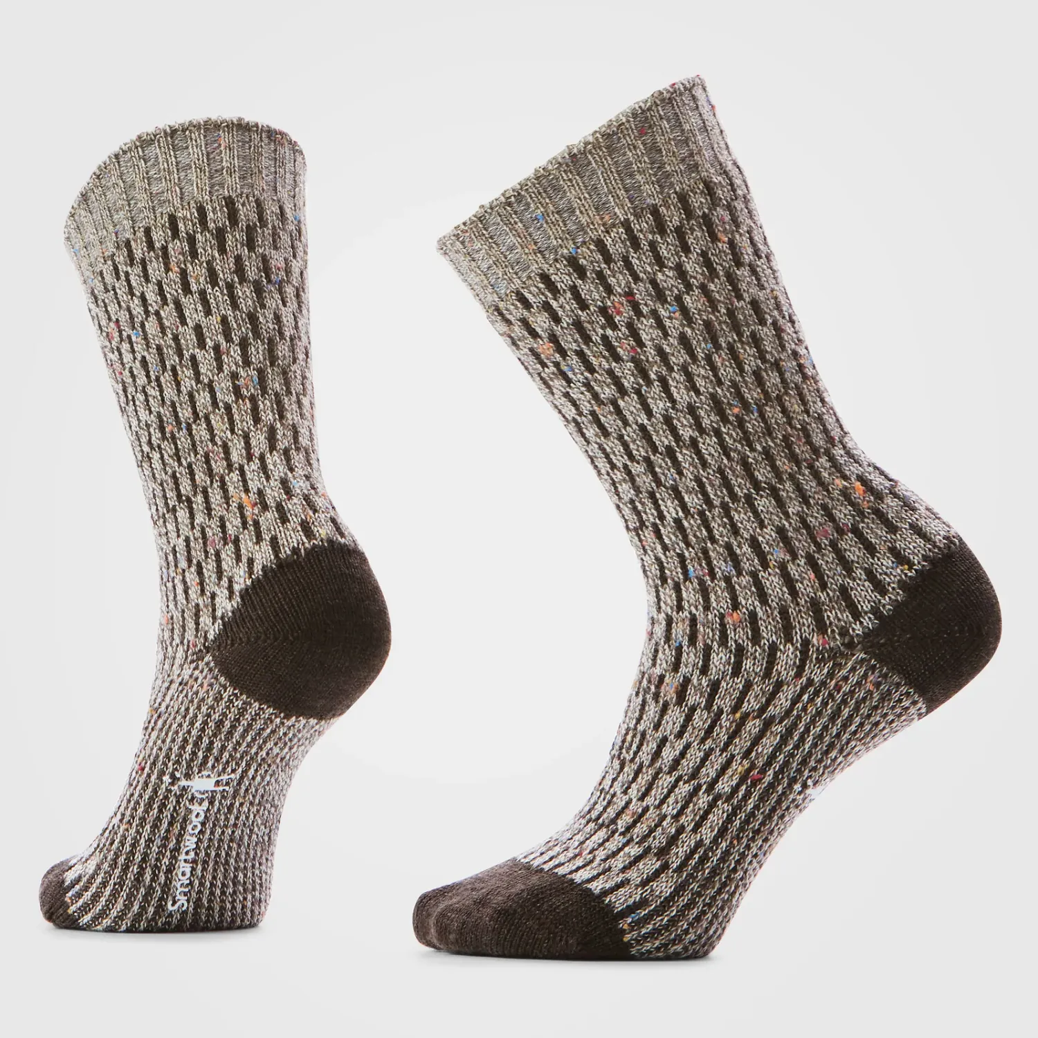 Women's Everyday Cozy Digi-Tick Crew Socks, Colour: TAUPE-NATURAL MARL, Size: S