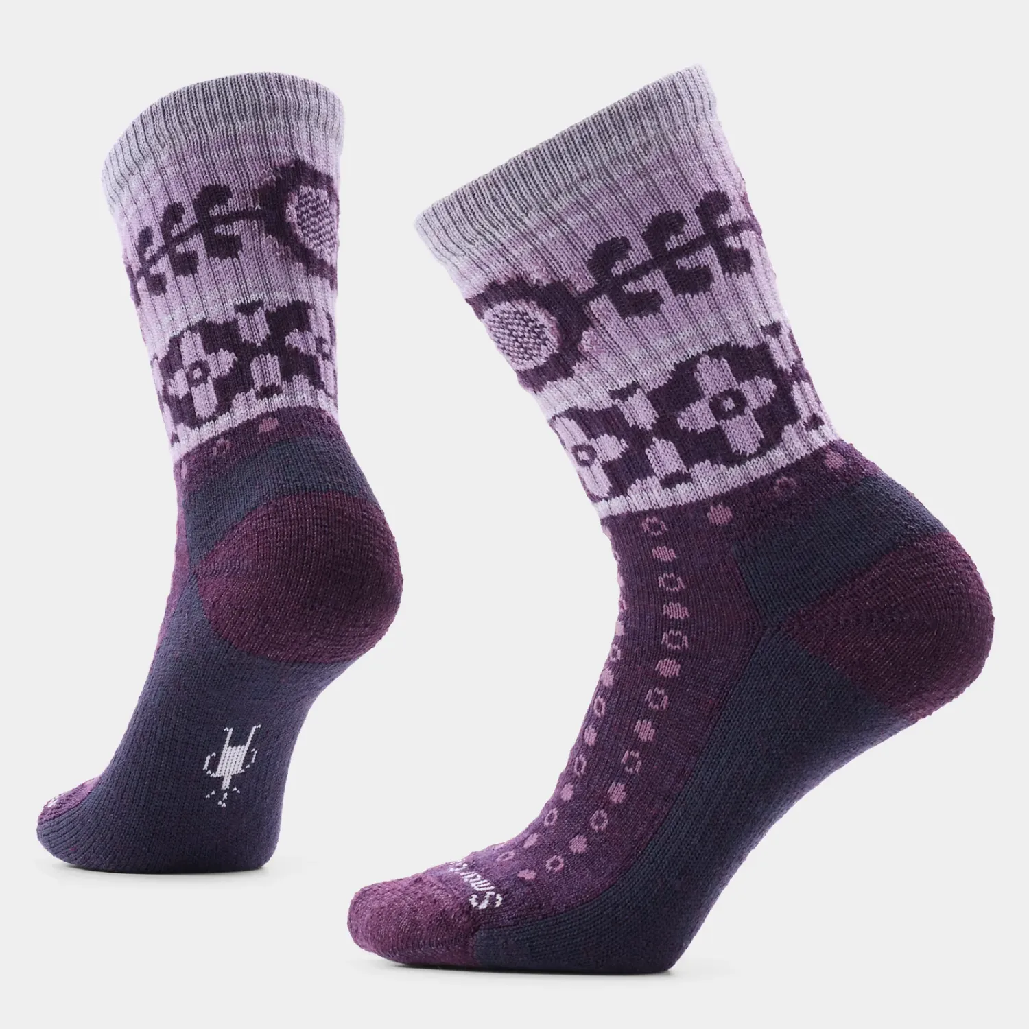 Women's Everyday Cozy Retro Sunflower Crew Socks, Colour: PURPLE IRIS, Size: S