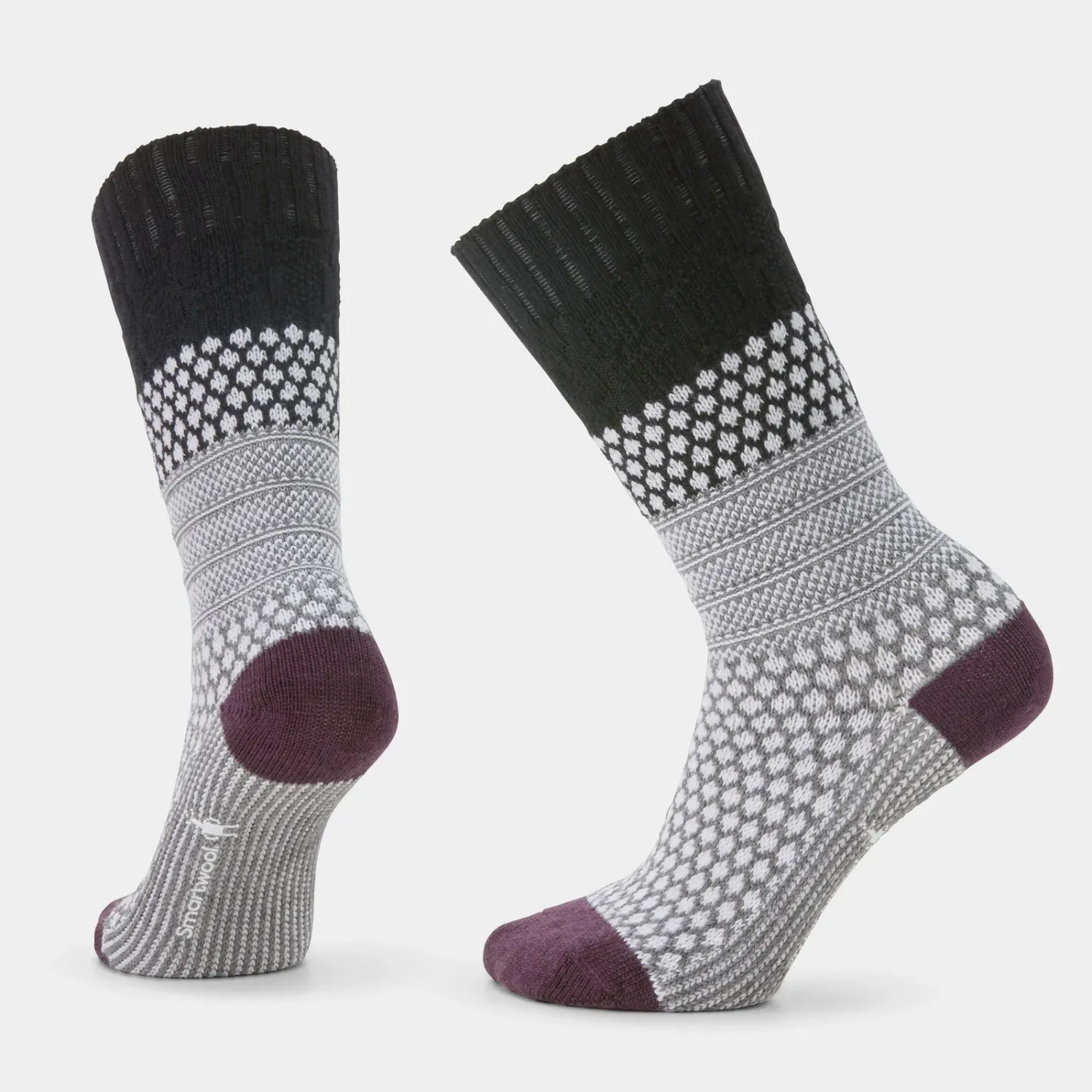 Women's Everyday Cozy Popcorn Cable Crew Socks, Colour: BLACK, Size: S