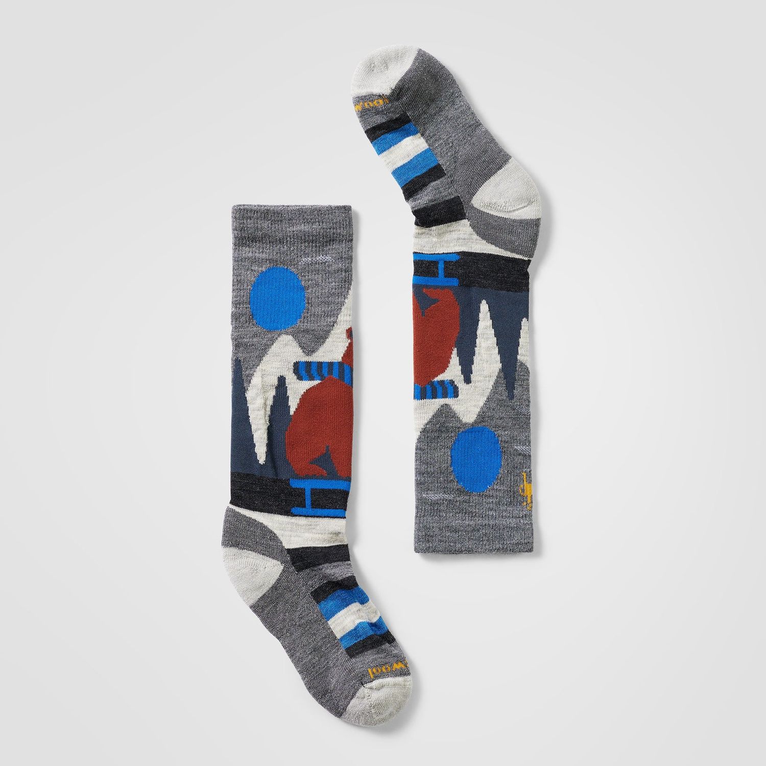 Kids' Ski Light Cushion Sleigh Bear OTC Socks, Colour: MEDIUM GRAY, Size: S