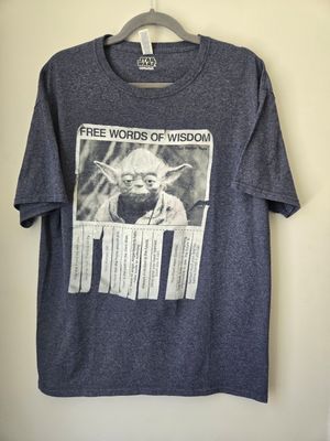 Star Wars: Yoda&#39;s &quot;Free Words of Wisdom&quot; Men&#39;s Large (L) Graphic T-Shirt Blue/Grey - GU