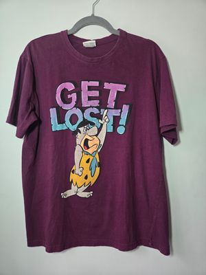 The Flintstones: Fred Flintstones &quot;Get Lost!&quot; Vintage Graphic T-Shirt Men&#39;s Large (L) Maroon - G