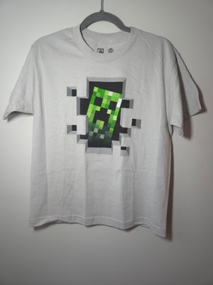 Minecraft Geeky Tee for Boys Large (L) Graphic T-Shirt Light Grey - G