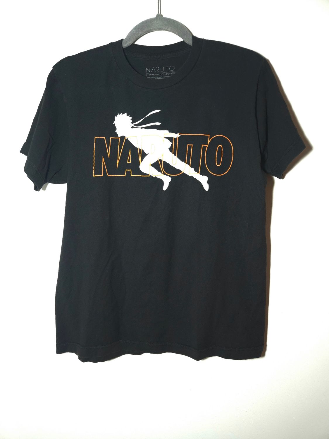 Naruto Shippuden Collection Japanese Manga Series Men&#39;s Medium (M) T-Shirt Black with Orange &amp; White Geeky Tee - VG