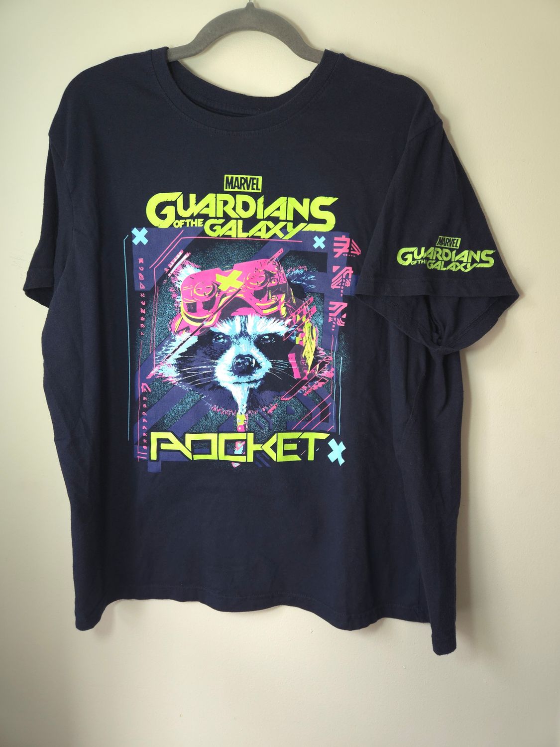 Men&#39;s X-Large (XL) Graphic T-Shirt Marvel Guardians of the Galaxy: Rocket Dark Blue - VG