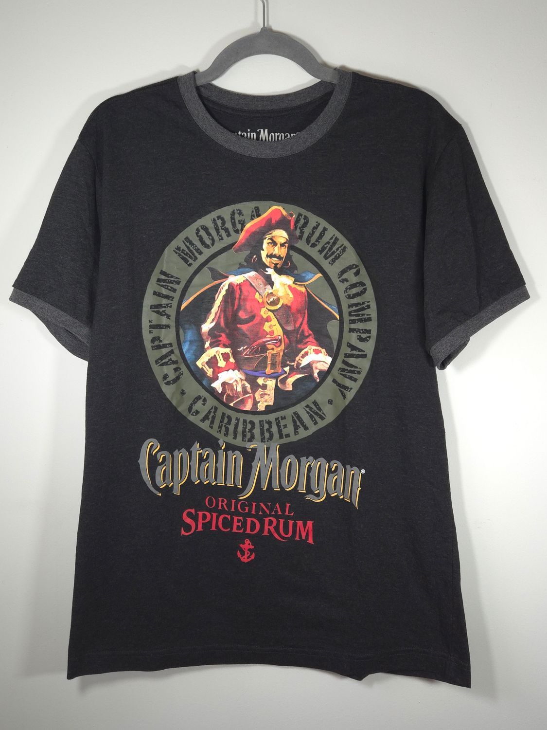Captain Morgan Original Spiced Rum Men&#39;s Medium (M) Graphic T-Shirt Dark Grey - GU