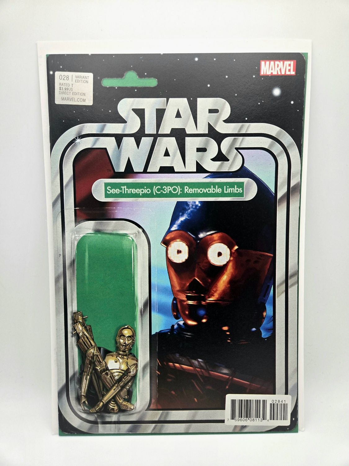 Star Wars issue #28: See-Threepio (C-3PO) Removable Limbs Action Figure Variant - Marvel Comics (VF/NM)