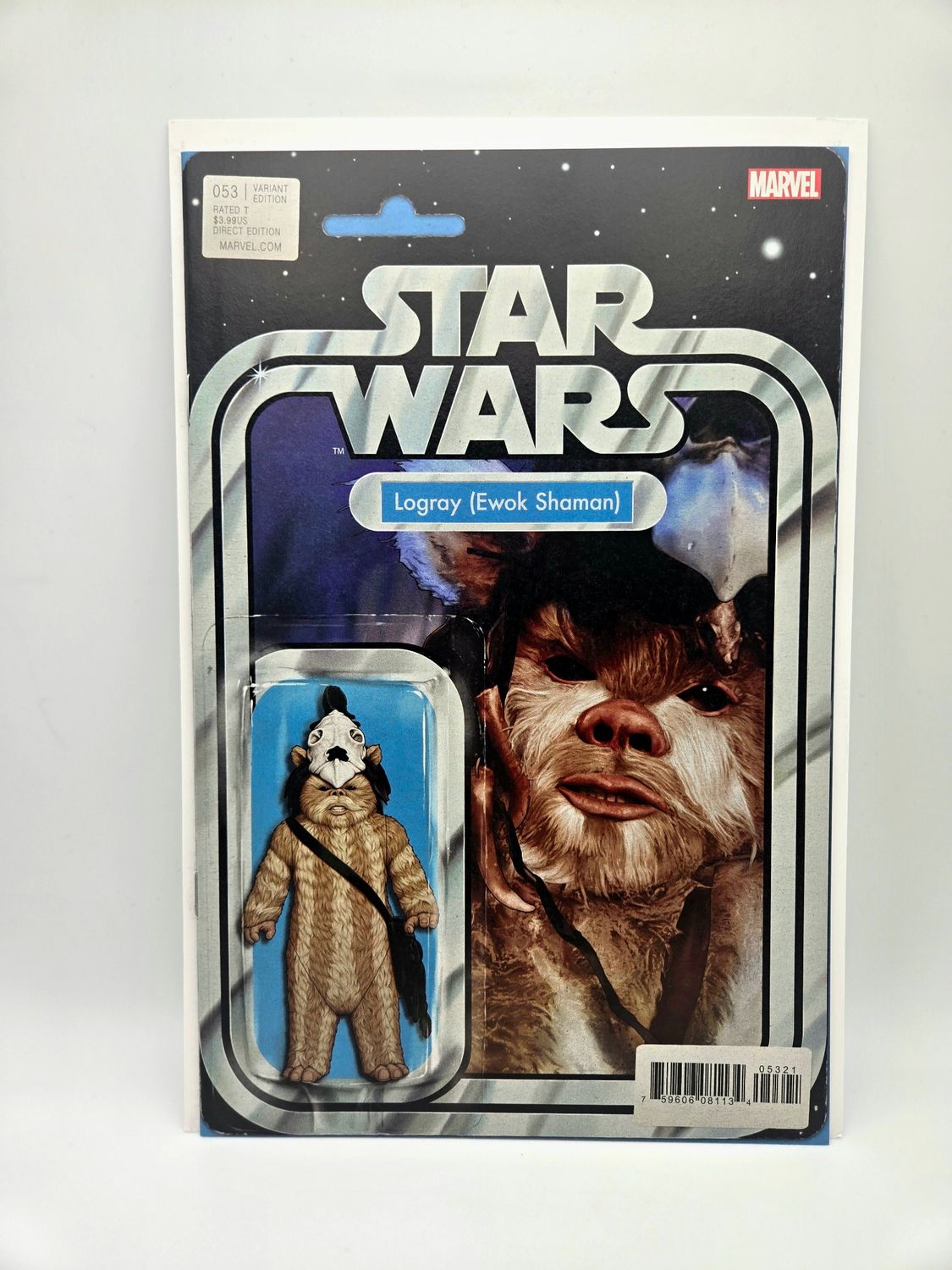 Star Wars issue #53: Logray (Ewok Shaman) Action Figure Variant - Marvel Comics (VF/NM)