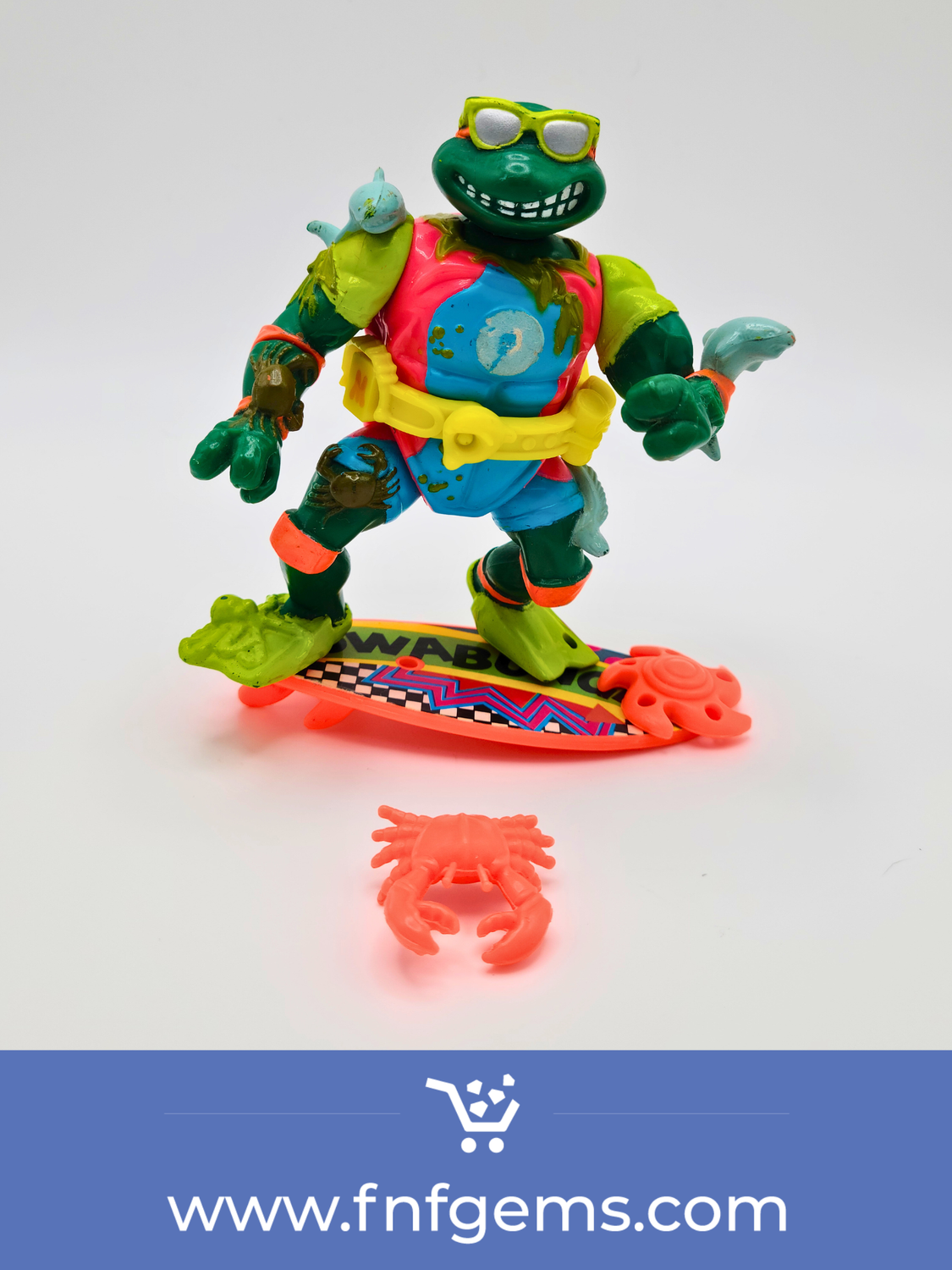 1990 Mike, The Sewer Surfer Complete - Teenage Mutant Ninja Turtles (TMNT) Vintage Action Figure