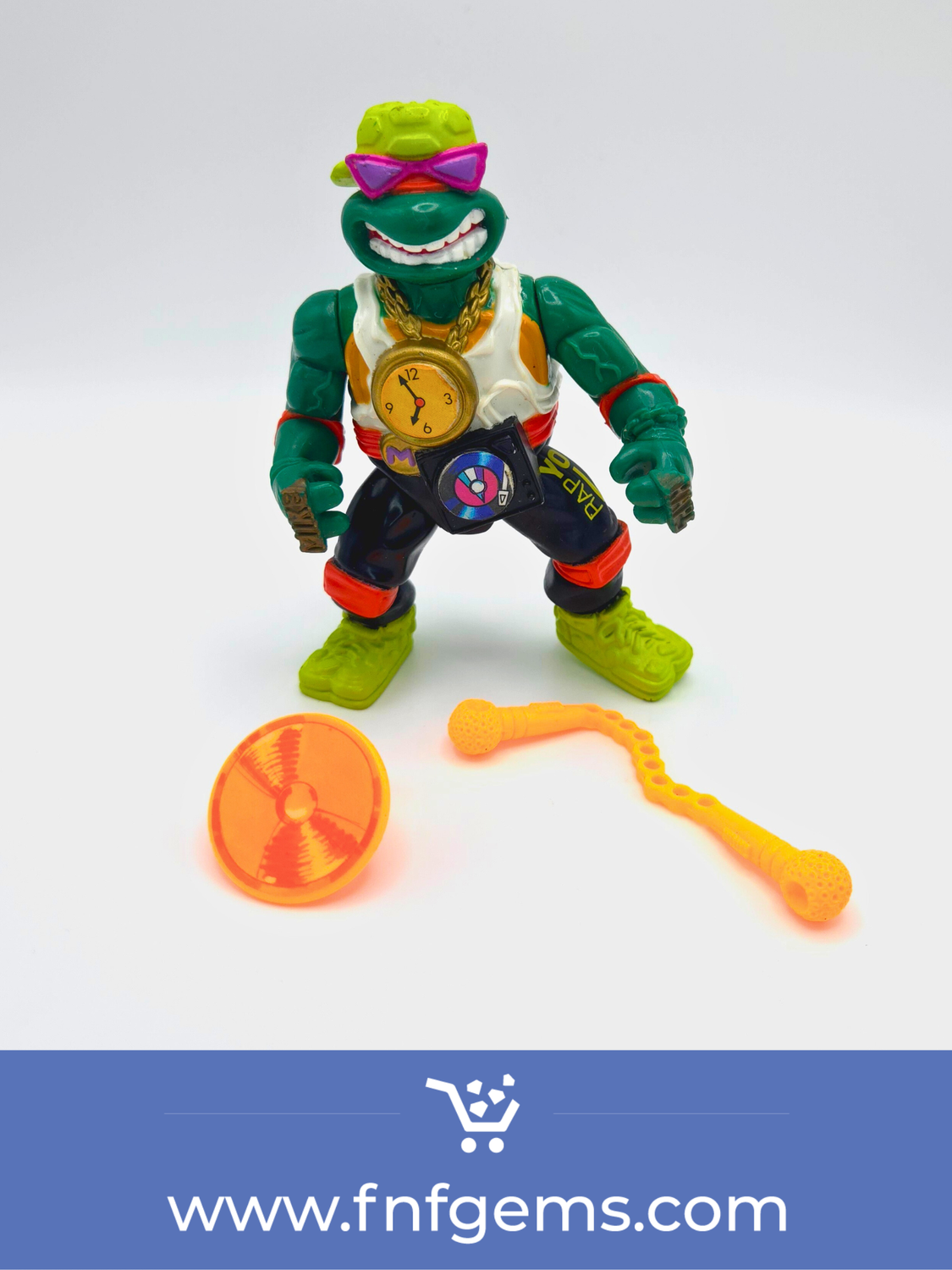 1991 Rappin&#39; Mike (with 2 accessories) - Teenage Mutant Ninja Turtles (TMNT) vintage action figure