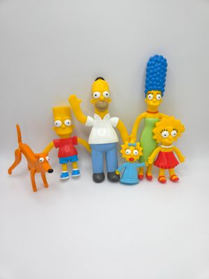 La famille Simpsons - édition 2002 - Figurines en caoutchouc pliables et posables Matt Groening - Lot complet de 6 figurines