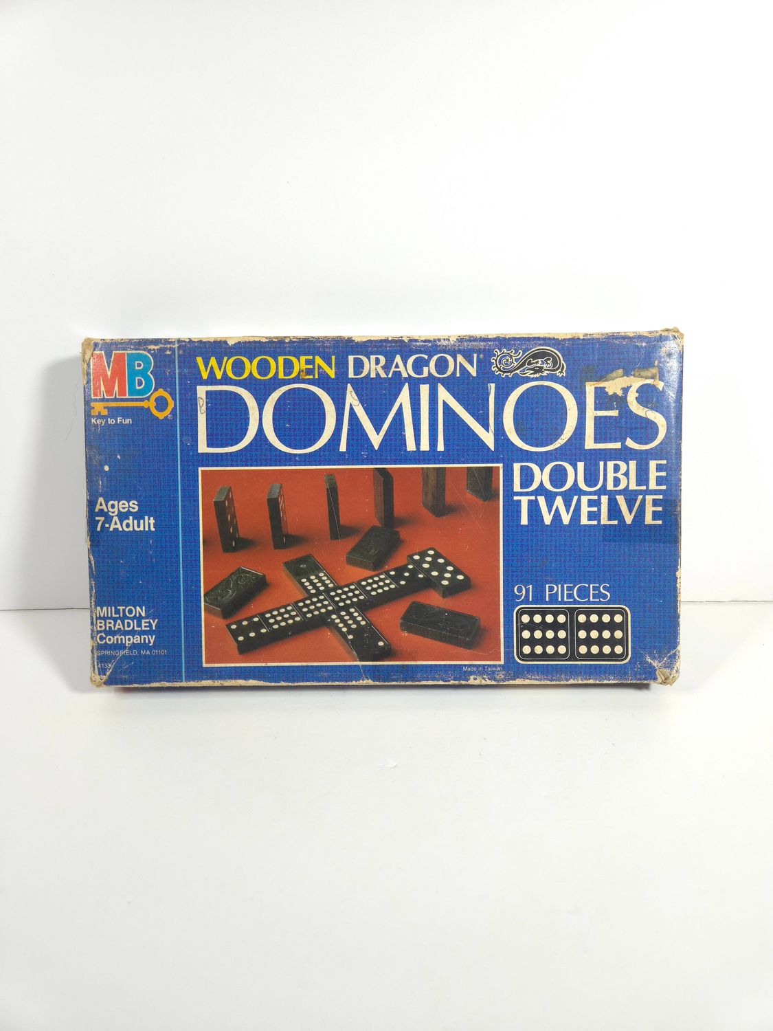 1983 Wooden Dragon Dominoes Double Twelve (91 pieces) - complete domino game set