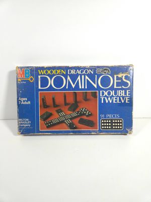 1983 Wooden Dragon Dominoes Double Twelve (91 pieces) - complete domino game set