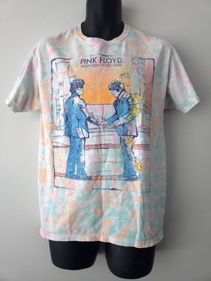Pink Floyd: Wish You Were Here - Tie dye t-shirt Men&#39;s Medium Graphic Tee (white, blue, pink, orange)