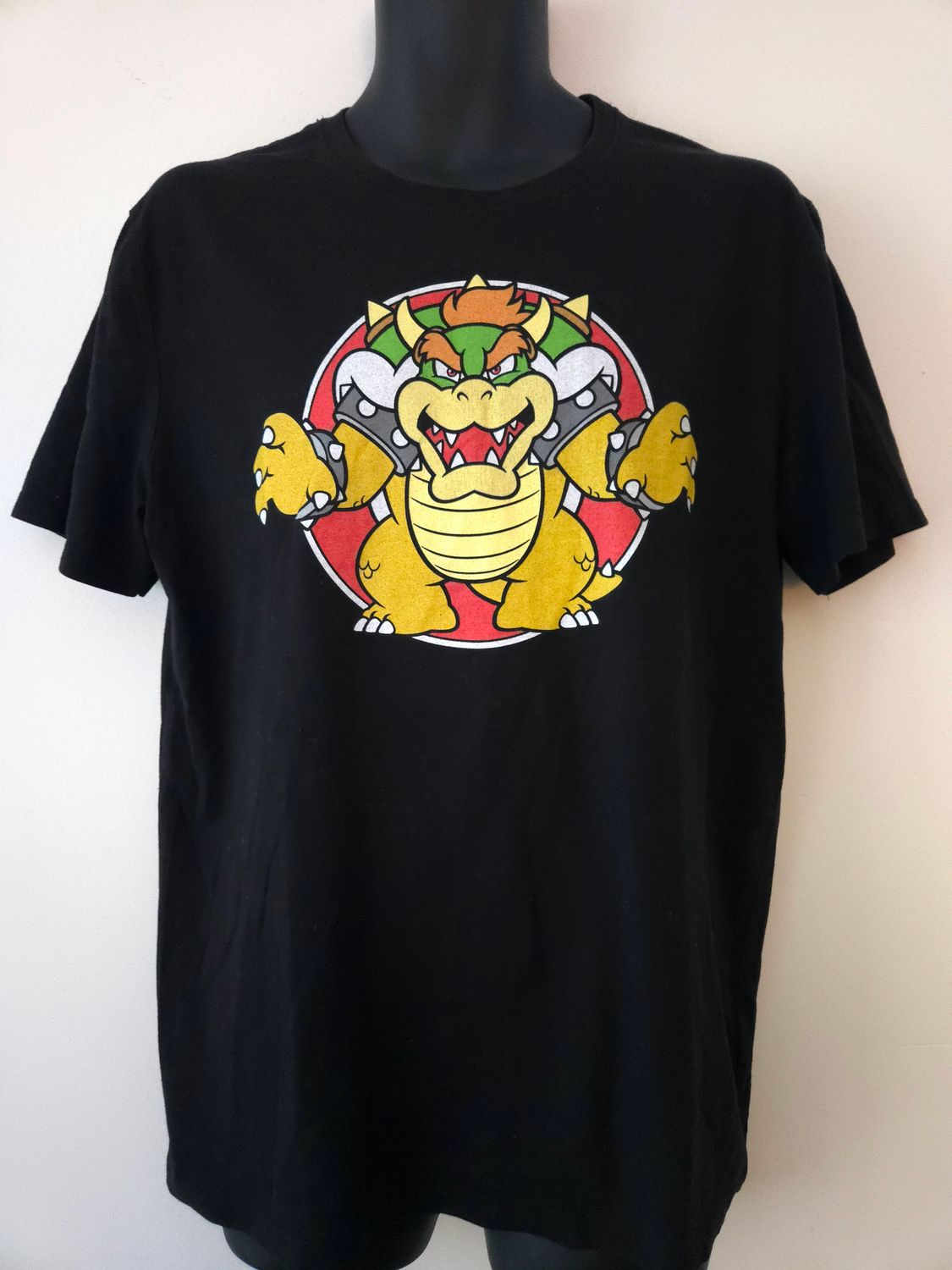 Bowser Mario Bros Black Graphic Tee Men&#39;s Large T-Shirt