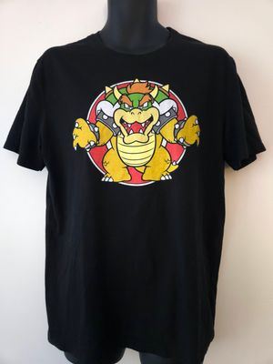 Bowser Mario Bros Black Graphic Tee Men&#39;s Large T-Shirt