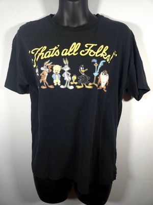 Looney Tunes &quot;That&#39;s all Folks!&quot; Black Graphic Tee Women&#39;s Small/Medium T-Shirt