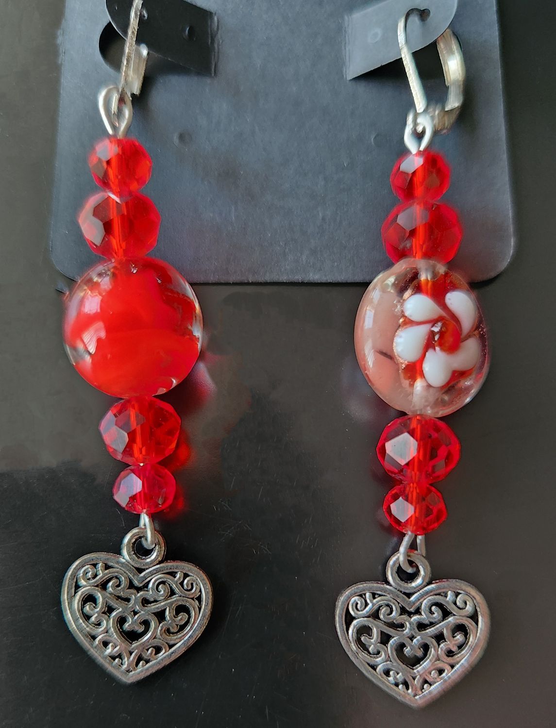 Large lampwork Earrings with Charms