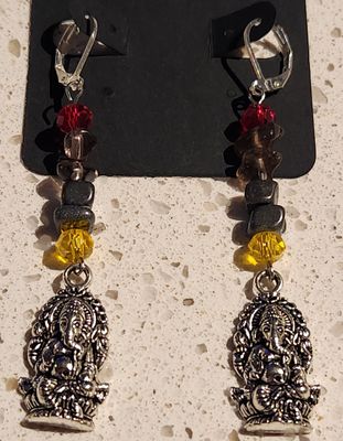 Large Crystal Chip Earrings with Charms