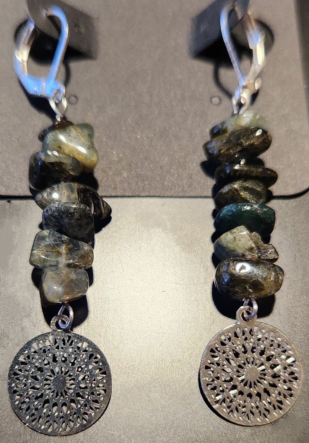 Medium Crystal Chip Earrings with Charms