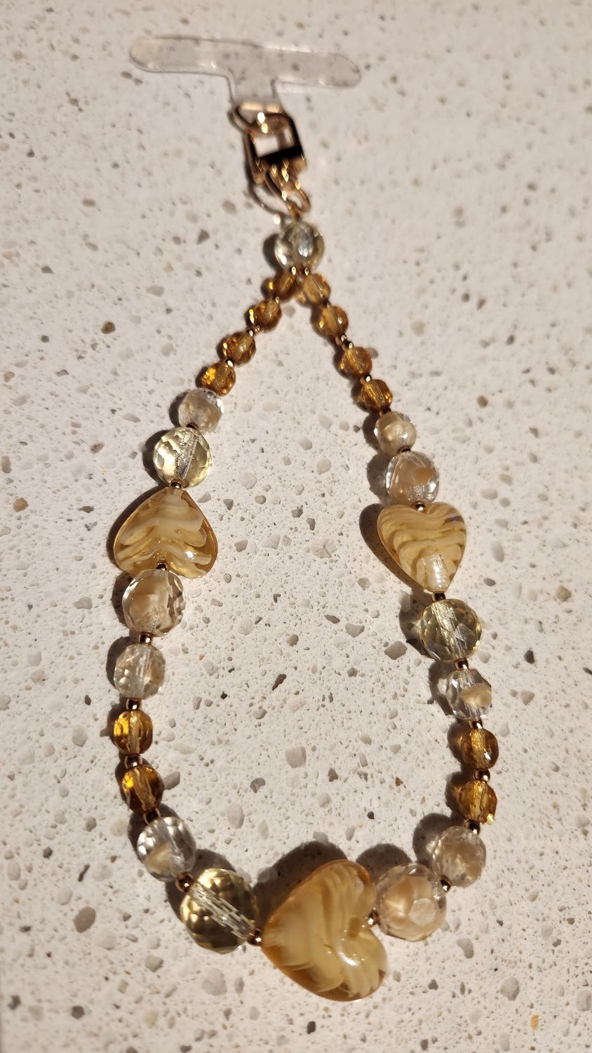 Amber Hearts Phone Trinket