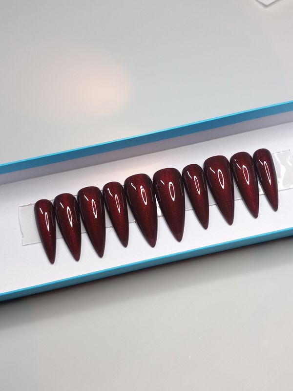 Cherry| Brown| Chrome| Vertical| Ombre| Gel Press On Nails