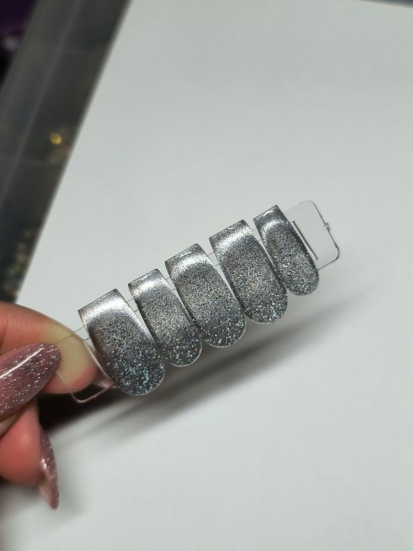 Silver| Reflective Disco| Cat Eye| French Tip| Gel Press ons
