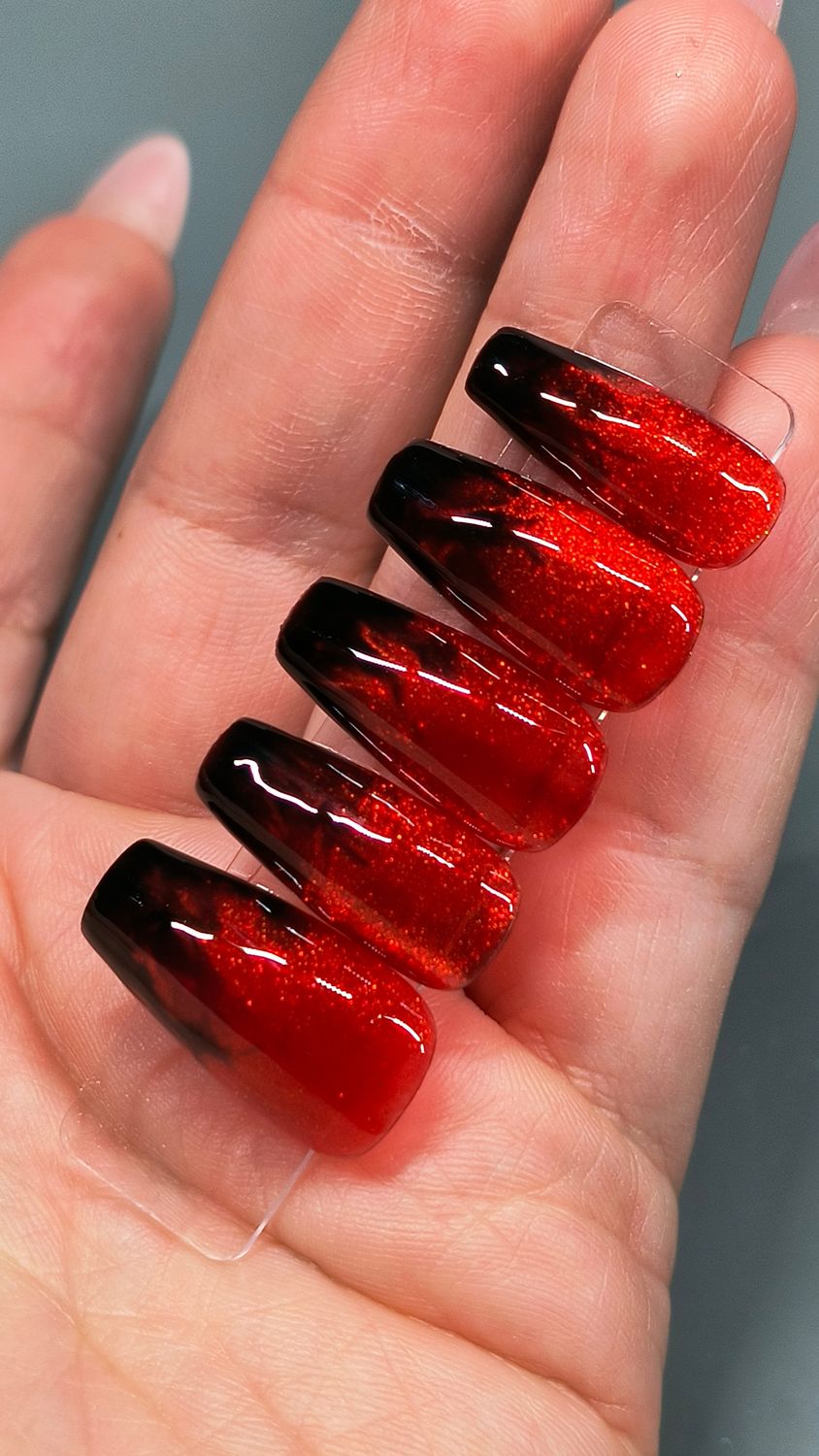 Red Eclipse| Black| Smoky| Red Cat Eye| Gel Press ons