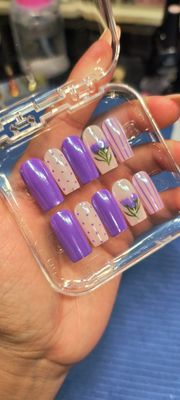 Purple| Pearl Chrome| Floral| Stripes| Polkadot| Gel Press ons