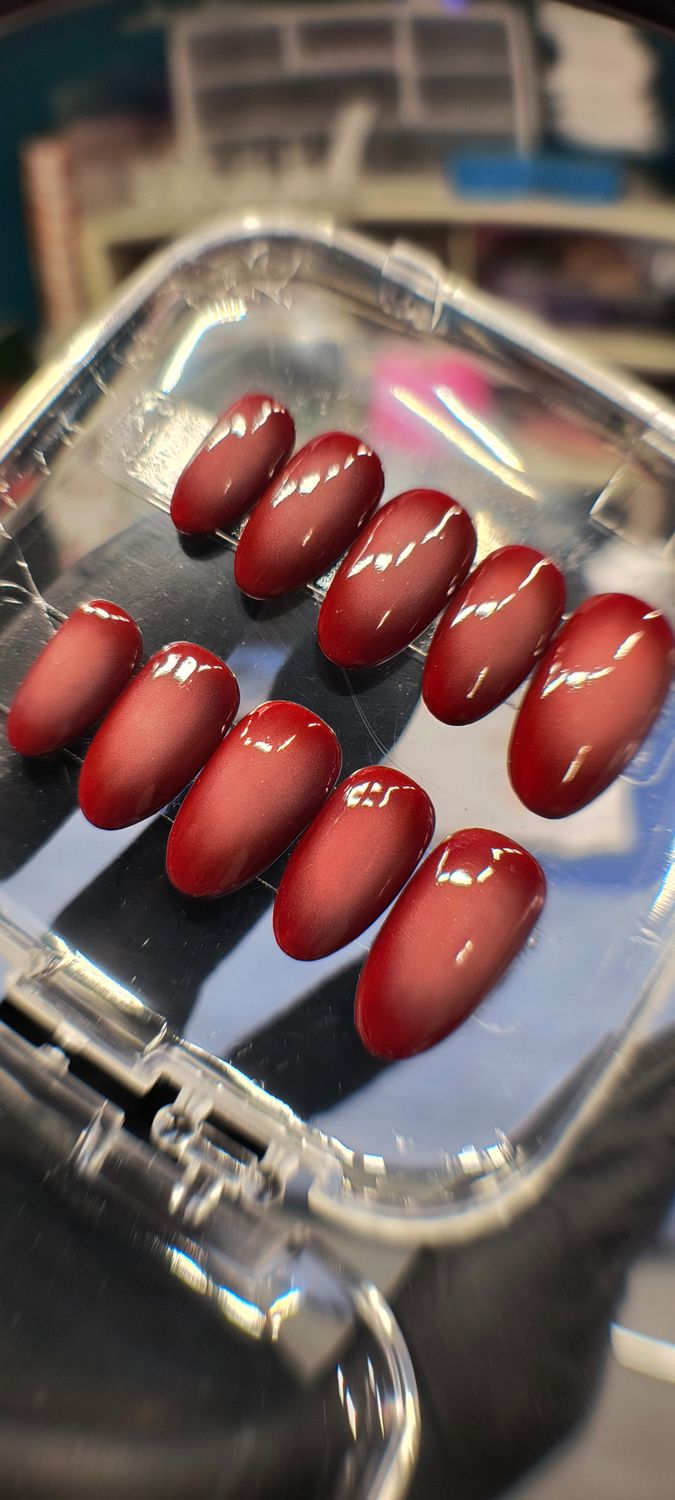 Cherry| Red| Aura| Gel Press On Nails