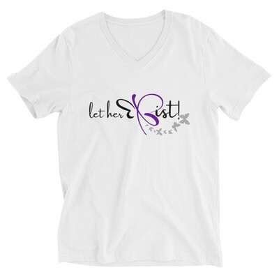 Let Her EXIST! Unisex Short Sleeve V-Neck T-Shirt - White