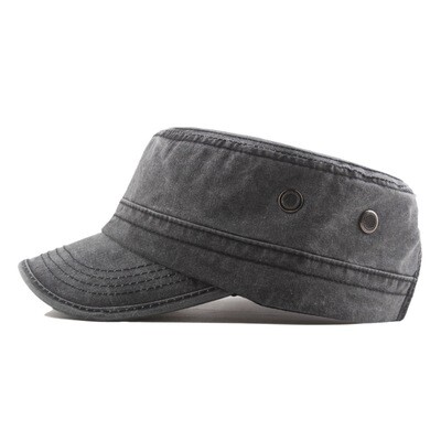 Monochrome Military Cap with Stainless Filter - Stylish Sun Hat