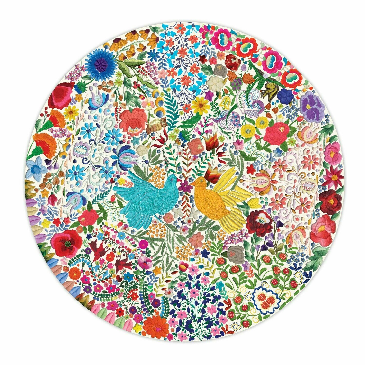 BLUE BIRD YELLOW BIRD 500 PC ROUND JIGSAW PUZZLE