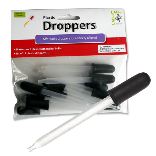 PLASTIC DROPPERS WITH RUBBER BULBS (12 PACK)