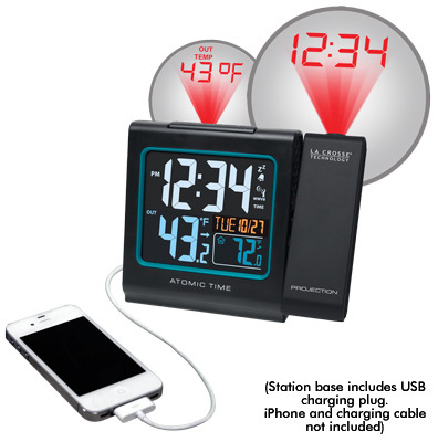 LACROSSE ATOMIC PROJECTION ALARM w/INDOOR &amp; OUTDOOR TEMP