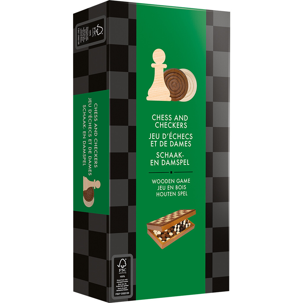 CHESS &amp; CHECKER WOODEN FOLDING SET